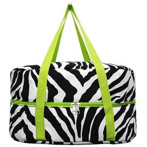 Green Zebra Print Crock Pot or Dessert Carrier